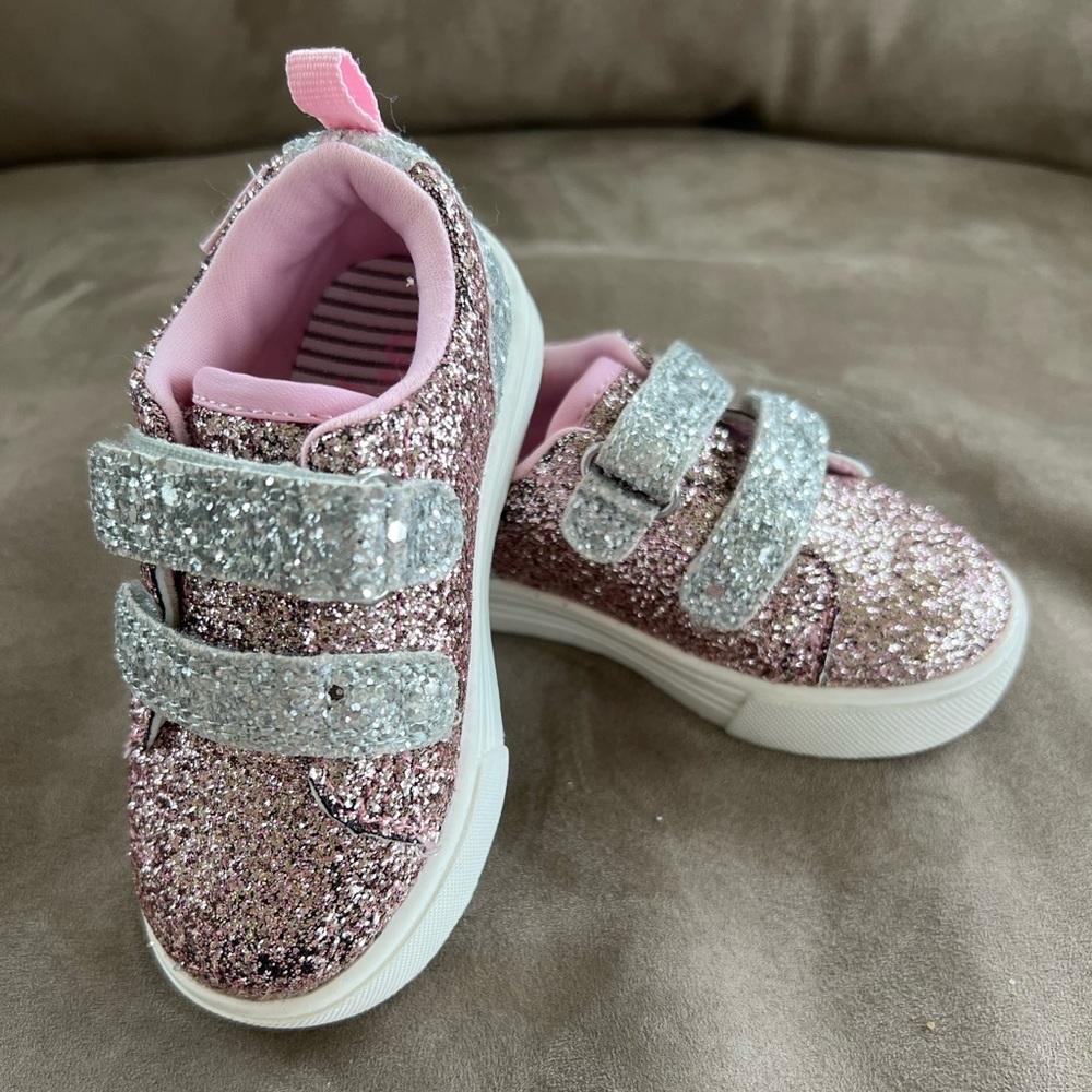 Osh Kosh pink and silver glitter sneakers